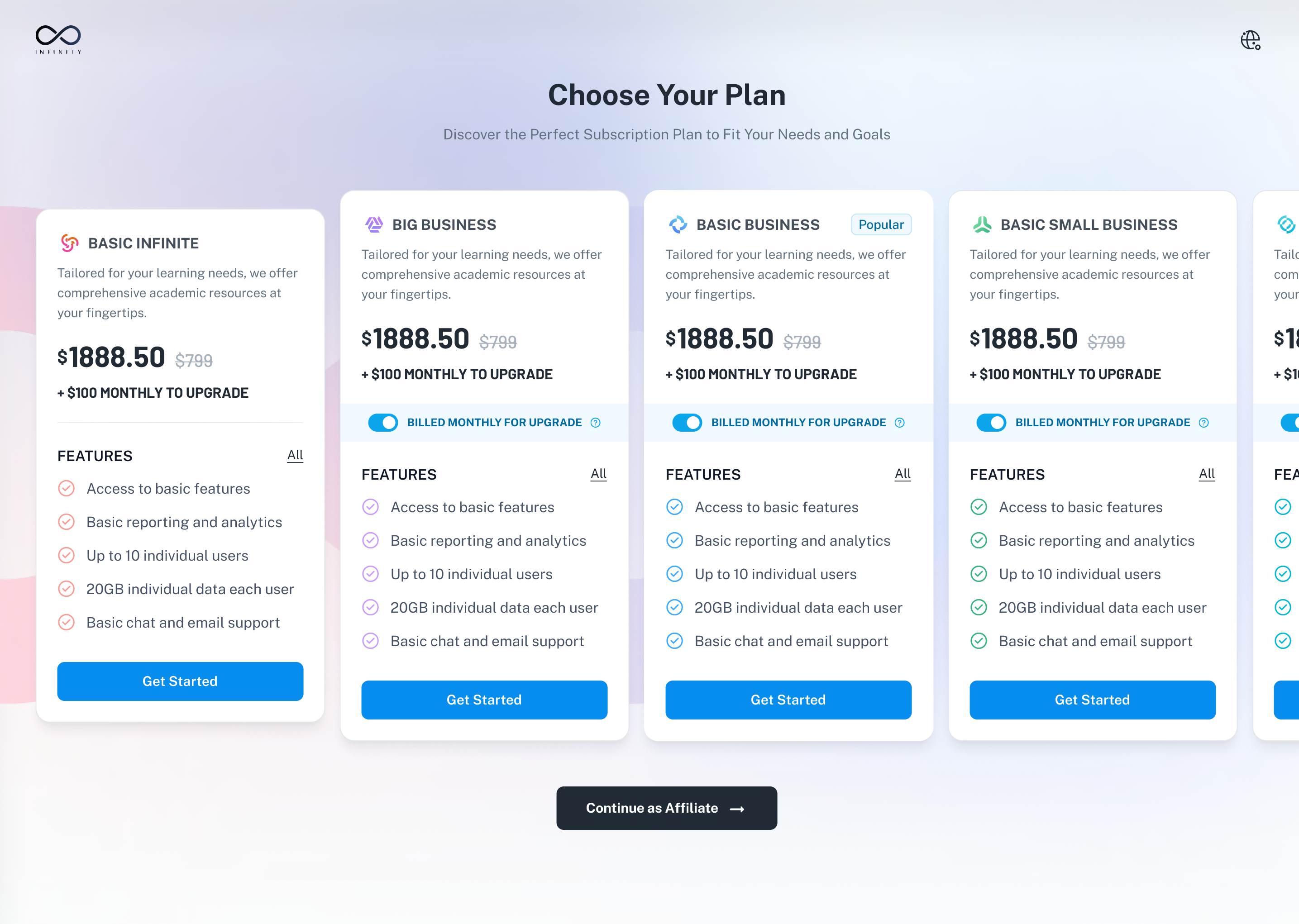 Project's UI mockup